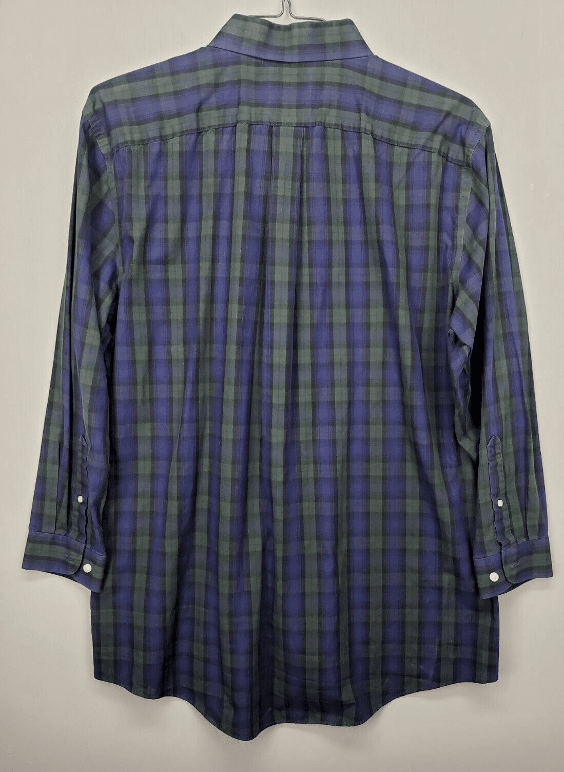 Stafford Mens Shirt Reg Fit 17 32-33 Blue Green Plaid Collar Front Pocket Button - Thumbnail 2