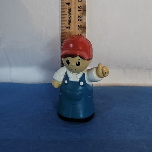 Mega Bloks First Builders Construction Worker Figure Red Hat Blue Overalls Toy - Thumbnail 5