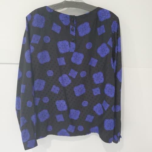 Vintage Women's Silk Paul Stanley Shirt Size 12 Black with Purple - Thumbnail 6