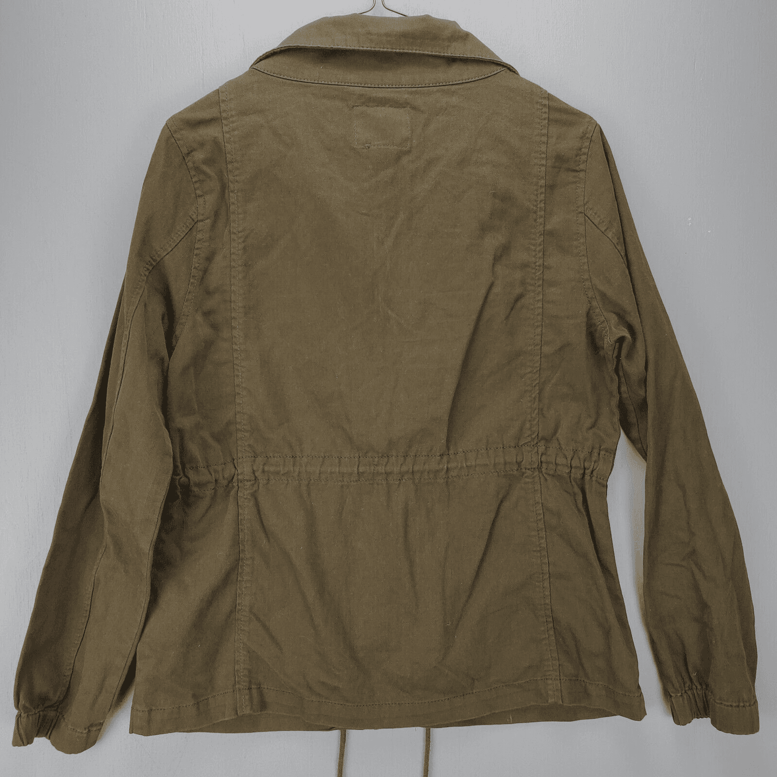 Old Navy Womens Khaki Jacket Zipper Draw String Waist Pockets SP Small - Thumbnail 3