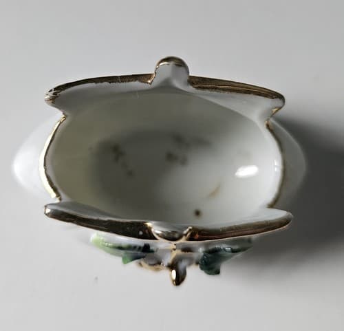 Mid Century Modern Pink Purse Trinket Dish Jewelry Holder Gold Trim Floral Small - Thumbnail 5