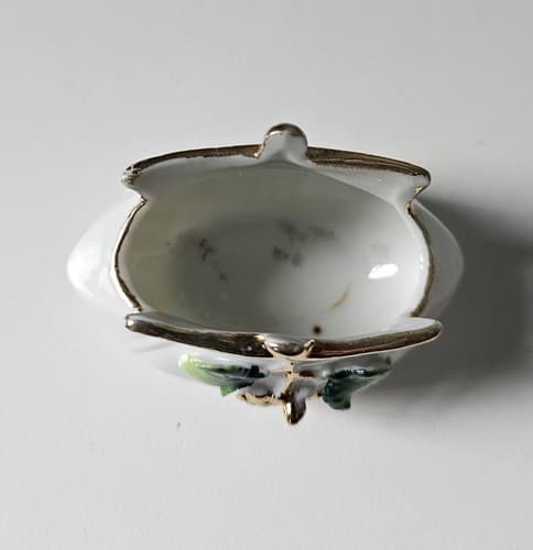 Mid Century Modern Pink Purse Trinket Dish Jewelry Holder Gold Trim Floral Small - Thumbnail 6