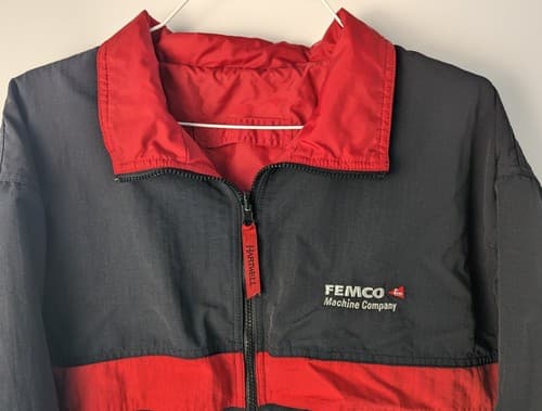 Hartwell Jacket Men’s Large Reversible Windbreaker Rain Coat FEMCO Logo BlackRed - Thumbnail 3