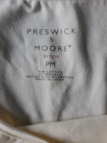 Preswick & Moore Petite Medium Women’s Tank Top Egret Cotton Spandex Stretch NWT - Thumbnail 2