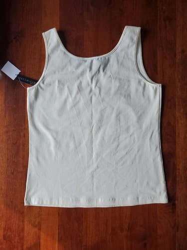 Preswick & Moore Petite Medium Women’s Tank Top Egret Cotton Spandex Stretch NWT - Thumbnail 3