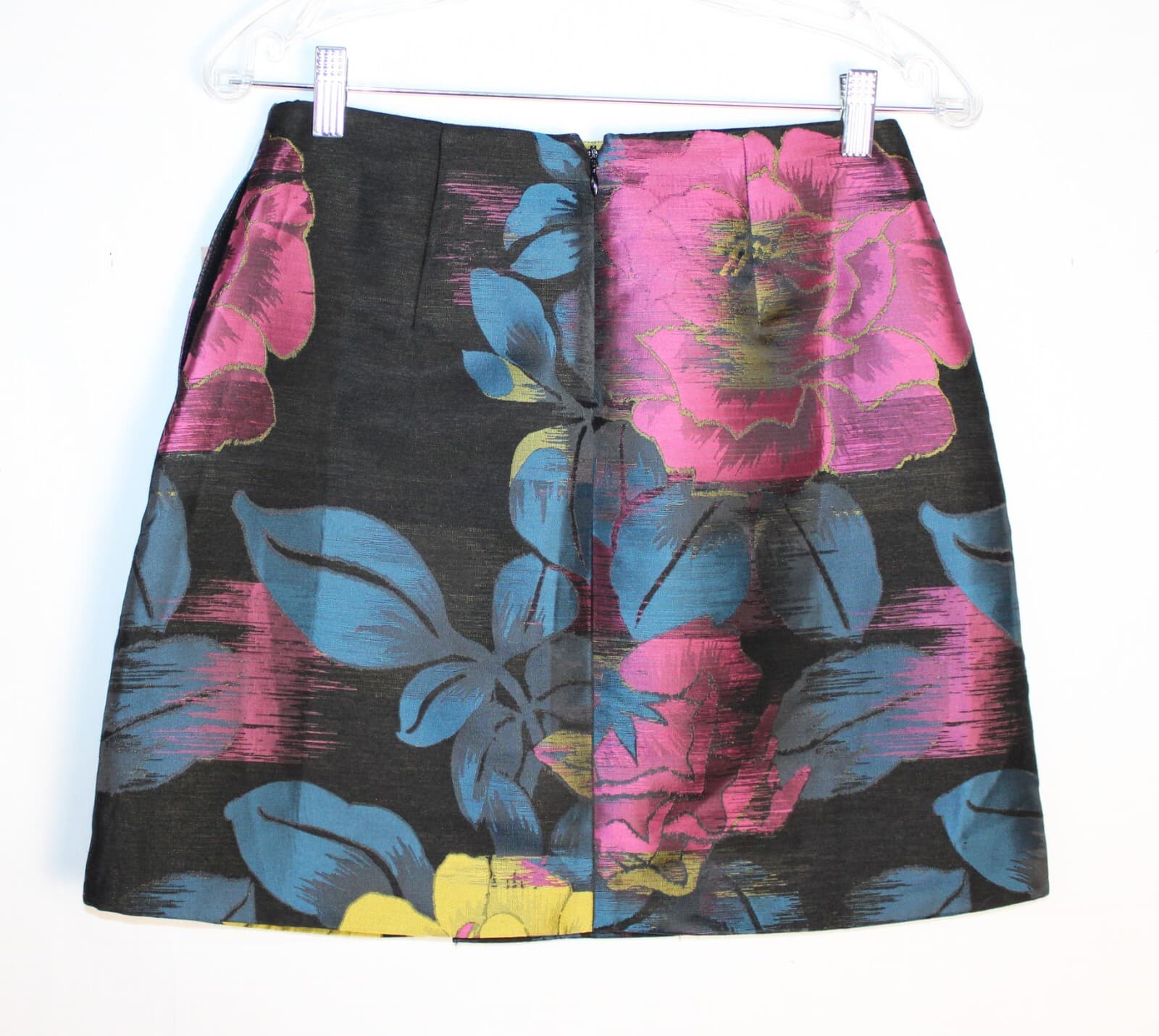 Rachel Roy Women’s A-Line Skirt Size 2 NWT Black Floral Pink Blue Zip Back - Thumbnail 2