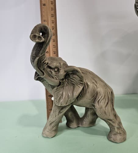 Vintage Porcelain Bisque Elephants Figurines Set Of 2 1981 Raised Trunks - Thumbnail 12