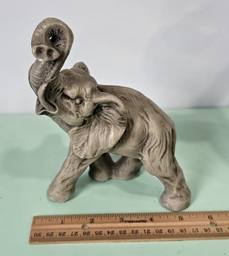 Vintage Porcelain Bisque Elephants Figurines Set Of 2 1981 Raised Trunks - Thumbnail 13