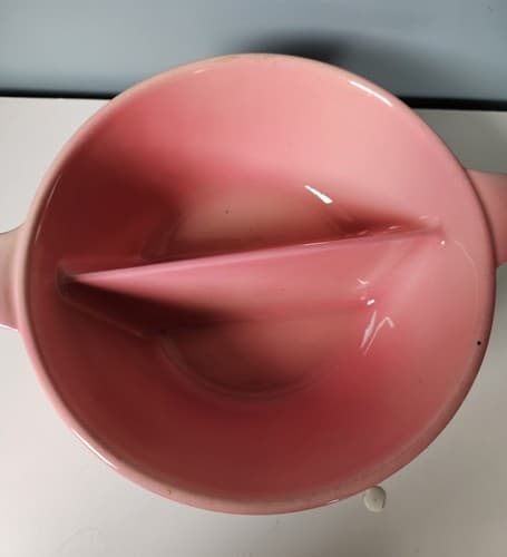 Vintage Hull Pottery #35 Divided Casserole Serving Dish Pink Black Ovenware - Thumbnail 3