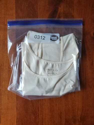 Preswick & Moore Petite Medium Women’s Tank Top Egret Cotton Spandex Stretch NWT - Thumbnail 4
