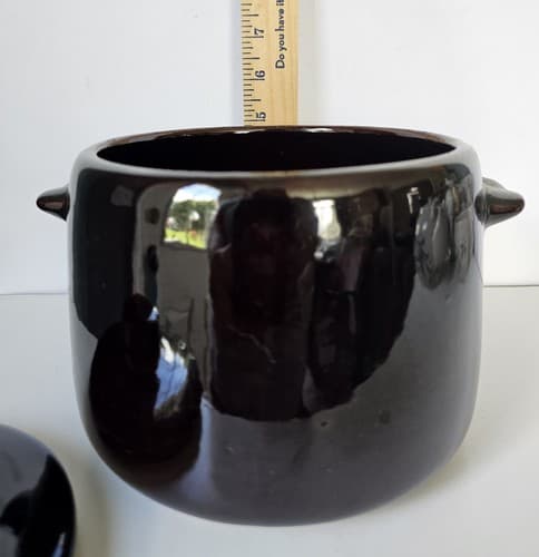 Vintage West Bend Brown Bean Pot 2+ Qt Crock w/Lid 6” Tall 5” Wide Ovenware - Thumbnail 3