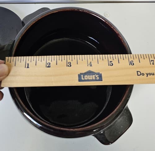 Vintage West Bend Brown Bean Pot 2+ Qt Crock w/Lid 6” Tall 5” Wide Ovenware - Thumbnail 9