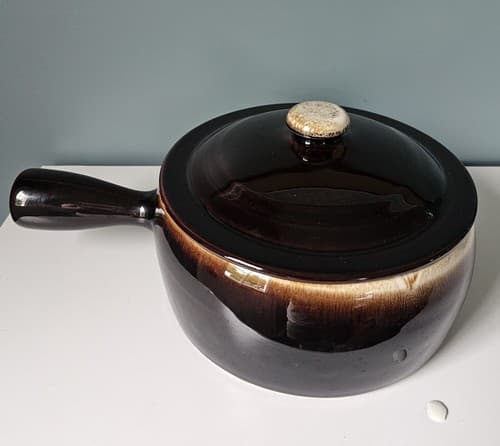 Vintage Pfaltzgraff Gourmet Brown Drip Casserole Dish #325 w/ Lid & Handle - Thumbnail 3