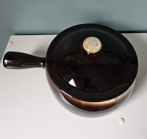 Vintage Pfaltzgraff Gourmet Brown Drip Casserole Dish #325 w/ Lid & Handle - Thumbnail 4