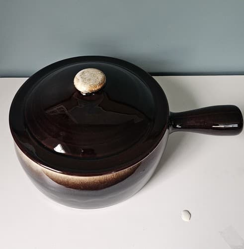 Vintage Pfaltzgraff Gourmet Brown Drip Casserole Dish #325 w/ Lid & Handle - Thumbnail 2