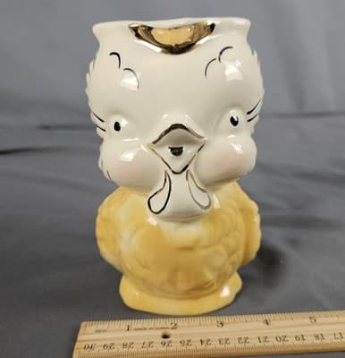 Vintage Shawmee Figural Owl Bird Creamer Yellow 6" Tall - Thumbnail 11