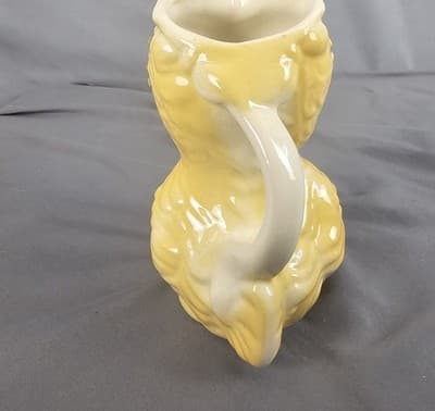 Vintage Shawmee Figural Owl Bird Creamer Yellow 6" Tall - Thumbnail 5