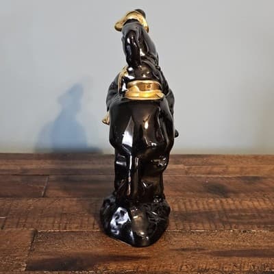 Vintage Western Cowboy on Bucking Horse Black & Gold Gloss MCM NICE - Thumbnail 5