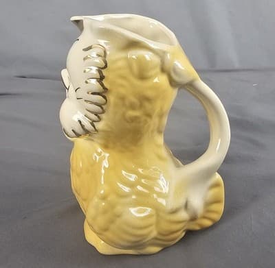 Vintage Shawmee Figural Owl Bird Creamer Yellow 6" Tall - Thumbnail 4