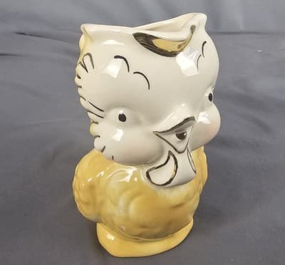 Vintage Shawmee Figural Owl Bird Creamer Yellow 6" Tall - Thumbnail 2