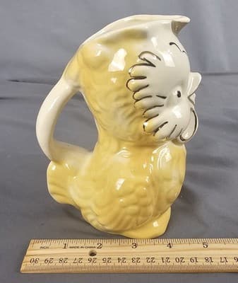 Vintage Shawmee Figural Owl Bird Creamer Yellow 6" Tall - Thumbnail 10