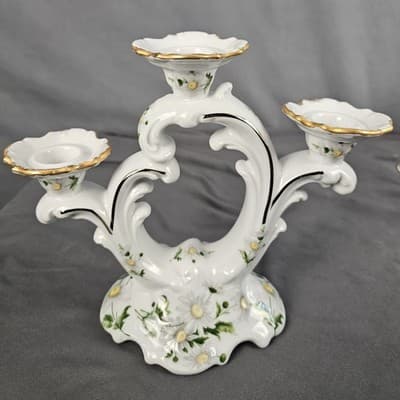 ROYAL KENT Poland Daisies 3 Arm Candelabra CIRCA 1990 - Thumbnail 2
