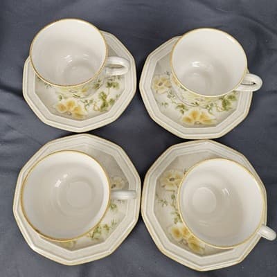 Vintage 1970s Mikasa Avante Venezia Tea Cups & Saucers Set of 4 Retro - Thumbnail 4