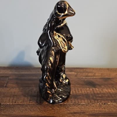 Vintage Western Cowboy on Bucking Horse Black & Gold Gloss MCM NICE - Thumbnail 2