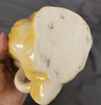 Vintage Shawmee Figural Owl Bird Creamer Yellow 6" Tall - Thumbnail 8