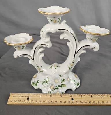 ROYAL KENT Poland Daisies 3 Arm Candelabra CIRCA 1990 - Thumbnail 4