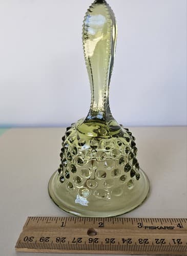 Vintage Fenton Olive Green 6 inch Bell Excellent Condition - Thumbnail 6