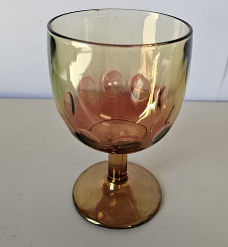 Vintage Marigold Orange Iridescent Carnival Glass Starburst 16 Ounce Goblet - Thumbnail 2