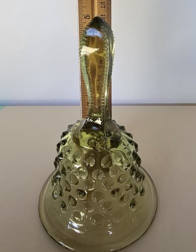 Vintage Fenton Olive Green 6 inch Bell Excellent Condition - Thumbnail 5