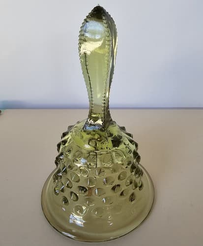 Vintage Fenton Olive Green 6 inch Bell Excellent Condition - Thumbnail 4