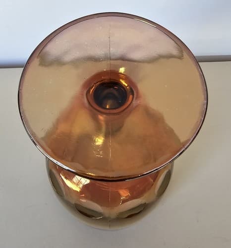 Vintage Marigold Orange Iridescent Carnival Glass Starburst 16 Ounce Goblet - Thumbnail 6