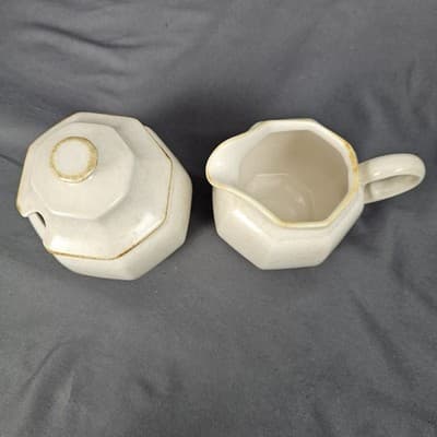 Mikasa Avante Ivory Creamer and Sugar Bowl with Lid Retro Vintage - Thumbnail 3