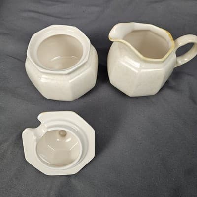 Mikasa Avante Ivory Creamer and Sugar Bowl with Lid Retro Vintage - Thumbnail 4