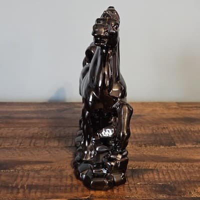 Vintage Ceramic Horse Figurine Black & Gold Gloss Japan 8" Tall - Thumbnail 3