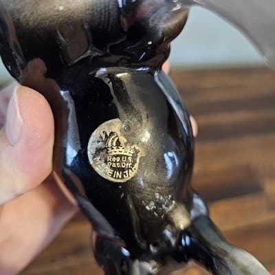 Vintage Japan Ceramic Horse Figurines Pair Black & White Glossy Mid Century - Thumbnail 10