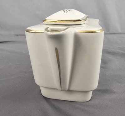 Rare VTG Metalclad China Square Teapot Floral Pattern w Lid - Thumbnail 5