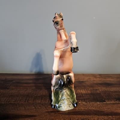 Vintage Rearing Horse Ceramic Brownish Pink Color 9" Tall Beautiful - Thumbnail 4