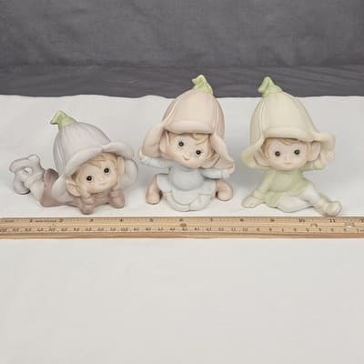 Vintage Homco Set Of 3 #5615 Elves Pixies Ceramic Figurines Pastel CUTE - Thumbnail 9