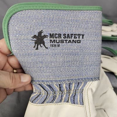 NEW MCR Safety Mustang 1936M Leather Palm Gloves 6-Pairs Size M ~ Free Shipping - Thumbnail 3