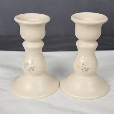 Pfaltzgraff Rememberance Tapered Candle Holders Vintage Pair of 2, 5" Tall - Thumbnail 3