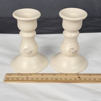 Pfaltzgraff Rememberance Tapered Candle Holders Vintage Pair of 2, 5" Tall - Thumbnail 7