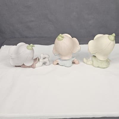 Vintage Homco Set Of 3 #5615 Elves Pixies Ceramic Figurines Pastel CUTE - Thumbnail 5