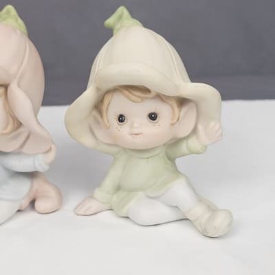 Vintage Homco Set Of 3 #5615 Elves Pixies Ceramic Figurines Pastel CUTE - Thumbnail 2