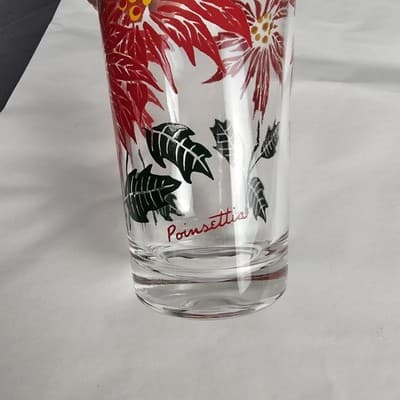Vintage Boscul Peanut Butter 5" Glass Poinsetta Red Flowers - Thumbnail 7