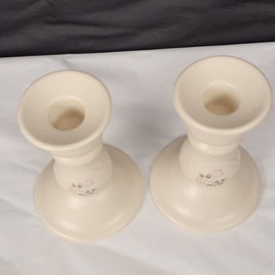 Pfaltzgraff Rememberance Tapered Candle Holders Vintage Pair of 2, 5" Tall - Thumbnail 2
