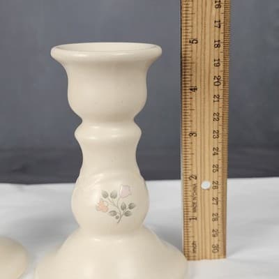 Pfaltzgraff Rememberance Tapered Candle Holders Vintage Pair of 2, 5" Tall - Thumbnail 8